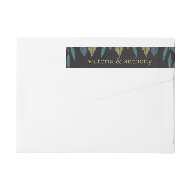 Chalkboard Leaf Wedding Wrap Around Label (Back)