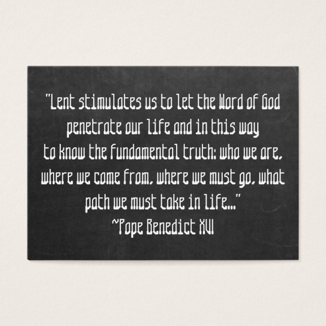 Chalkboard Lent Meaning Pope Benedict XVI Easter (Front)