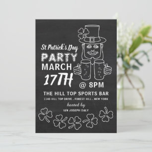 Chalkboard Leprechaun, St Patrick's Day Party Invitation