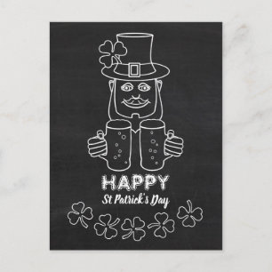 Chalkboard Leprechaun, St Patrick's Day Postcard