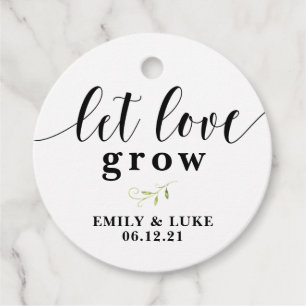 Chalkboard Let Love Grow Wedding Plant  Favour Tag