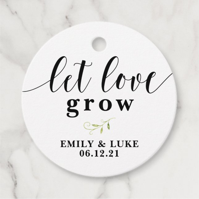 Chalkboard Let Love Grow Wedding Plant  Favour Tag (Front)