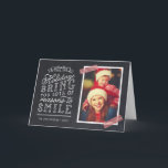 Chalkboard Lettering Holiday Photo Card<br><div class="desc">Affordable custom printed Christmas photo cards with simple templates for customization. This fun design features cute hand-lettered style typography on a faux chalkboard background with red striped washi tape around your photo. The text reads "Hope the holidays bring you lots of reasons to smile". Personalize it with your photos, family...</div>