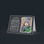 Chalkboard Lettering Holiday Photo Card<br><div class="desc">Affordable custom printed Christmas photo cards with simple templates for customization. This fun design features cute hand-lettered style typography on a faux chalkboard background with green striped washi tape around your photo. The text reads "Hope the holidays bring you lots of reasons to smile". Personalize it with your photos, family...</div>
