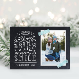 Chalkboard Lettering Holiday Photo Card