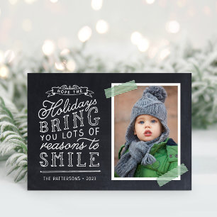 Chalkboard Lettering Holiday Photo Card