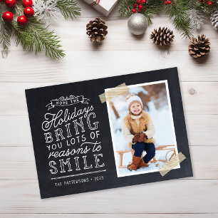 Chalkboard Lettering Holiday Photo Magnetic Cards