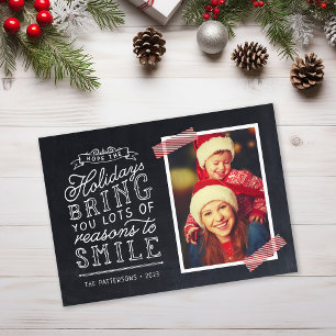 Chalkboard Lettering Holiday Photo Magnetic Cards