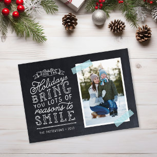 Chalkboard Lettering Holiday Photo Magnetic Cards