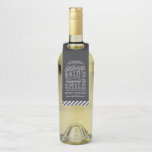 Chalkboard Lettering Personalized Christmas Gift Bottle Tag<br><div class="desc">Custom printed wine bottle holiday gift labels. This fun design features cute hand-lettered style typography on a faux chalkboard background. The text reads "Hope the holidays bring you lots of reasons to smile". Personalize it with your name or other custom text. Use the design tools to edit the text, add...</div>