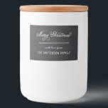 Chalkboard Lettering Personalized Christmas Gift Food Label<br><div class="desc">Custom printed holiday gift labels. This fun design features cute hand-lettered style typography on a faux chalkboard background. The text reads "Merry Christmas". Personalize it with your name or other custom text. Use the design tools to edit the text, add photos and create a unique one of a kind Christmas...</div>