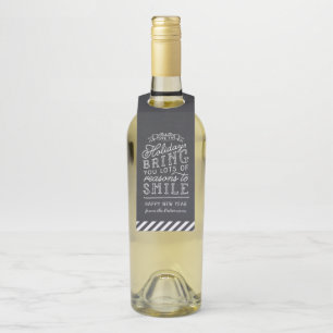 Chalkboard Lettering Personalized Happy New Year Bottle Tag