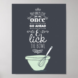 Chalkboard Lick the Bowl Quote Kitchen Art Print