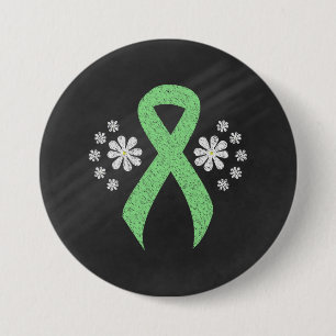 Chalkboard Light Green Ribbon 3 Inch Round Button