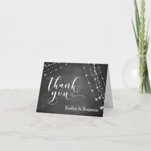 Chalkboard Light Strings Calligraphy Thank You Card