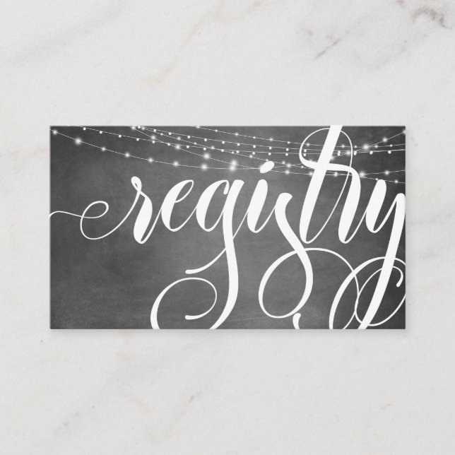 Chalkboard Light Strings Elaborate Bold Registry Enclosure Card (Front)