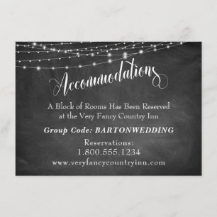 Chalkboard & Light Strings Wedding Accommodations Enclosure Card