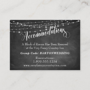 Chalkboard & Light Strings Wedding Accommodations Enclosure Card