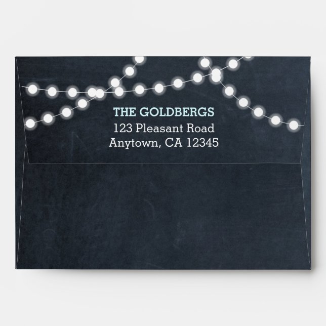 Chalkboard Lights Aqua Personalized Envelopes (Back (Top Flap))