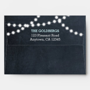 Chalkboard Lights Aqua Personalized Envelopes