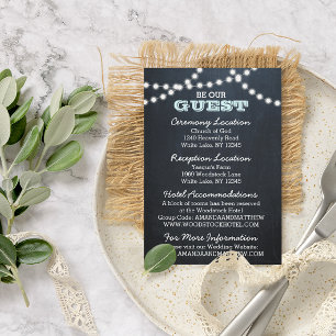 Chalkboard Lights Aqua Wedding Guest Information Enclosure Card