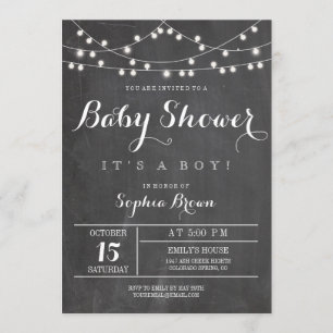Chalkboard Lights Baby Shower Invitation