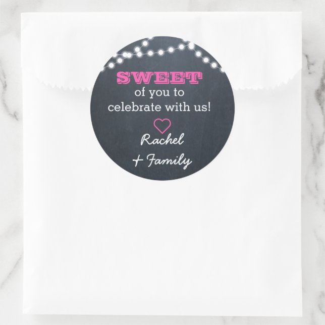Chalkboard Lights Dark Pink Sweet Treat Sticker (Bag)