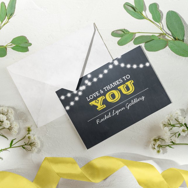 Chalkboard Lights Gold Bat Mitzvah Thank You Note (Creator Uploaded)