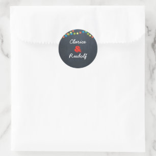 Chalkboard Lights Holiday Personalized Classic Round Sticker