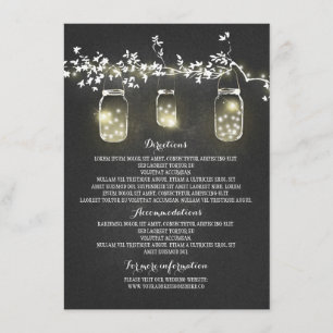 Chalkboard Lights Mason Jars Wedding Information Enclosure Card