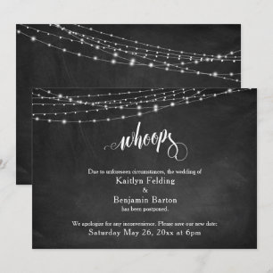 Chalkboard & Lights Postponed Wedding "Whoops" Invitation