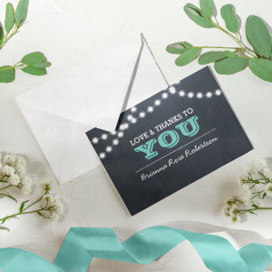 Chalkboard Lights Teal Confirmation Thank You Note