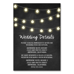 Chalkboard + Lights Wedding Reception Insert Cards