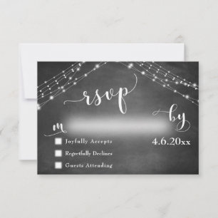 Chalkboard & Lights with Wedding Calligraphy RSVP