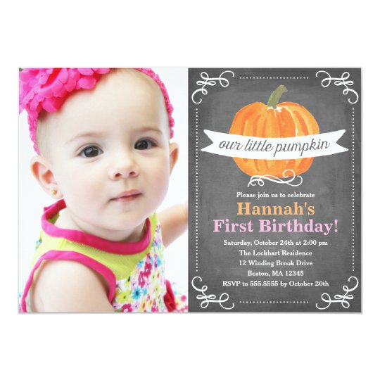 Chalkboard Little Pumpkin Birthday Card