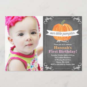 Chalkboard Little Pumpkin Birthday Invitation