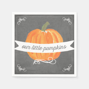 Chalkboard Little Pumpkins Twins Birthday Napkin