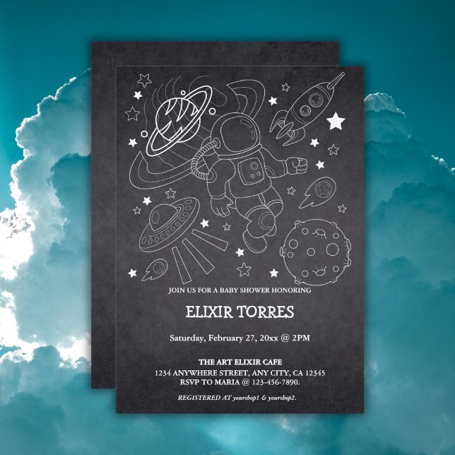 Chalkboard Little Space Explorer Baby Shower  Invitation (Creator Uploaded)
