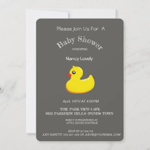 Chalkboard look baby shower - yellow duck invitation