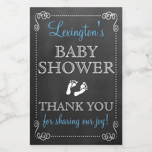 Chalkboard Look Boy Baby Shower Guest Favour Food Label (Single Label)