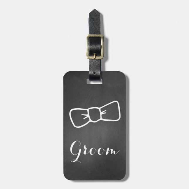 Chalkboard Look Groom Luggage Tag (Front Vertical)