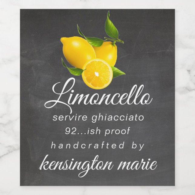 Chalkboard Look Limoncello Liquor Étiquette boutei (Étiquettes simples)