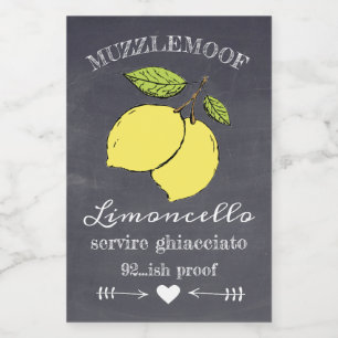 Chalkboard Look Limoncello Small Bottle Label  