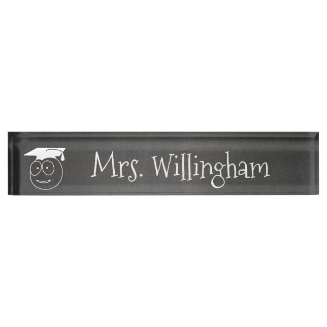 Chalkboard Look Teacher's Custom Desk Nameplate (Front)