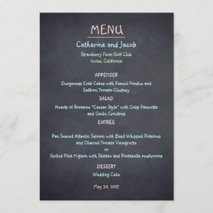 Chalkboard Look Wedding Menu Card