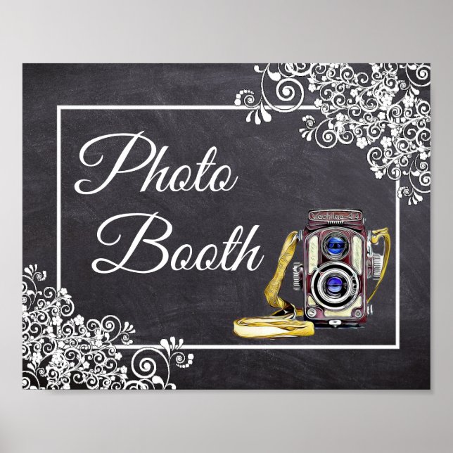 Chalkboard Look Wedding Photo Booth Poster (Front)