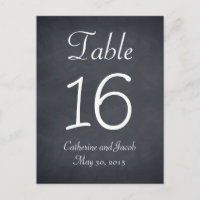 Chalkboard Look Wedding Table Number Card