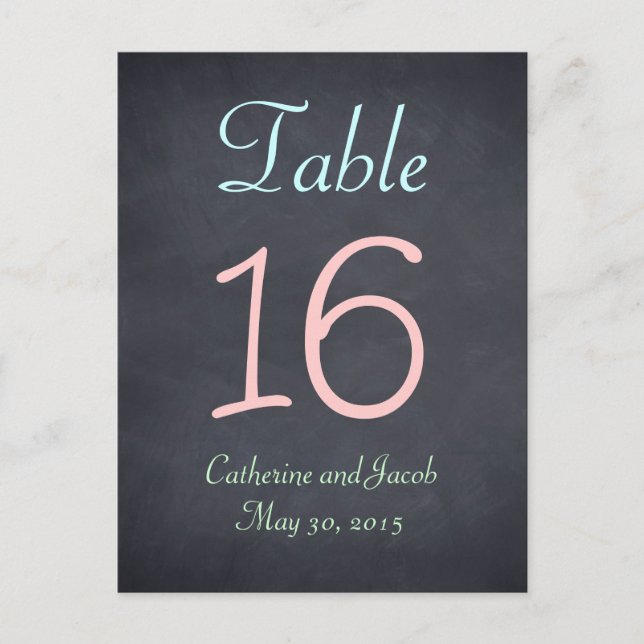 Chalkboard Look Wedding Table Number Card (Front)