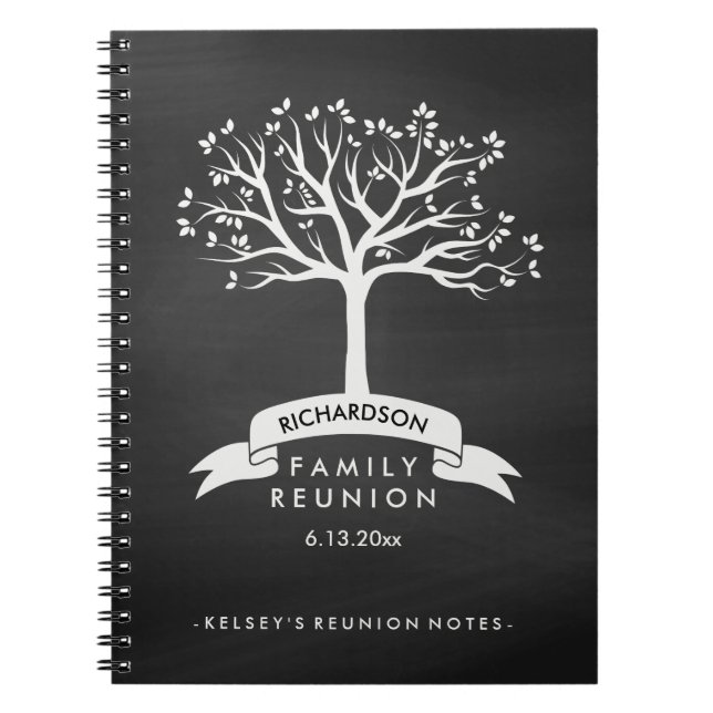 Chalkboard Look with Tree Family Reunion Notebook (Front)
