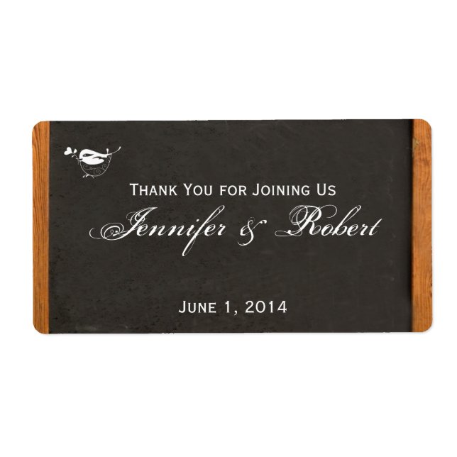 Chalkboard Love Bird Water Bottle Label (Front)